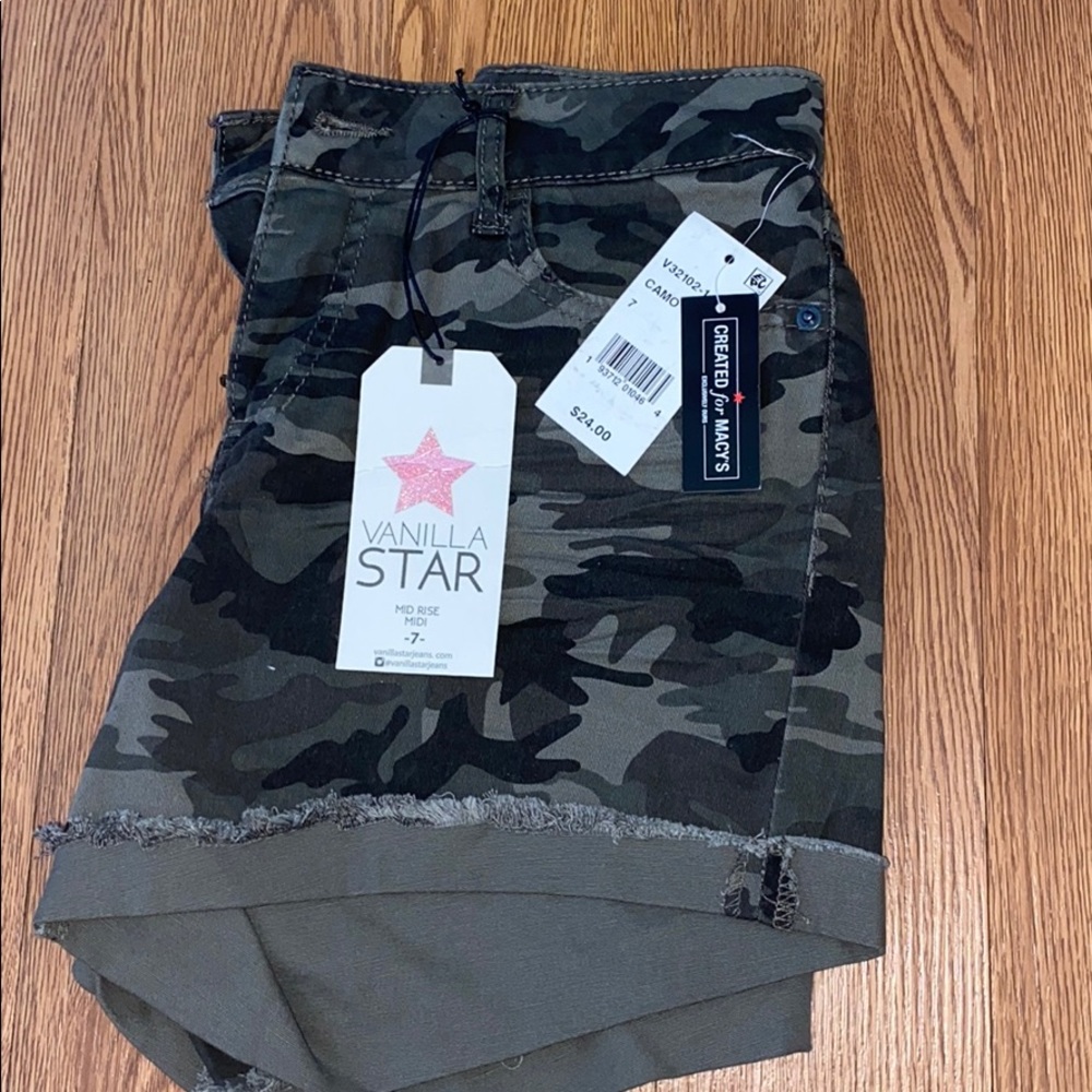 NWT Camo Distressed Shorts